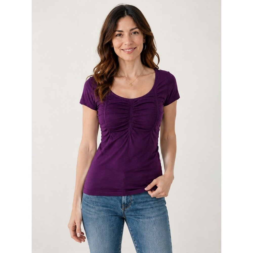 Shape FX Ruched Stretch Top – Purple Slim Fit. Small